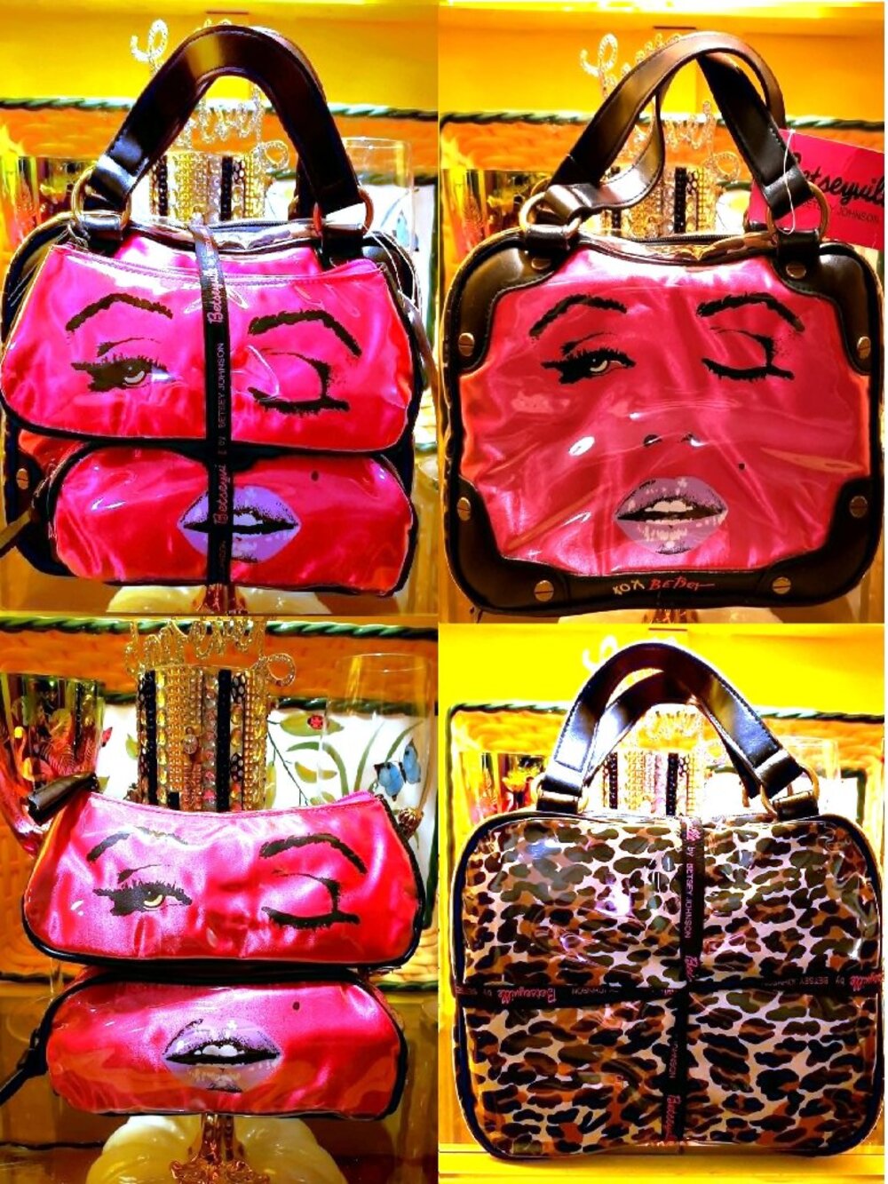 Betsey Johnson Vintage Marilyn Monroe Wink Diamond Girl Makeup Travel Tote Bags